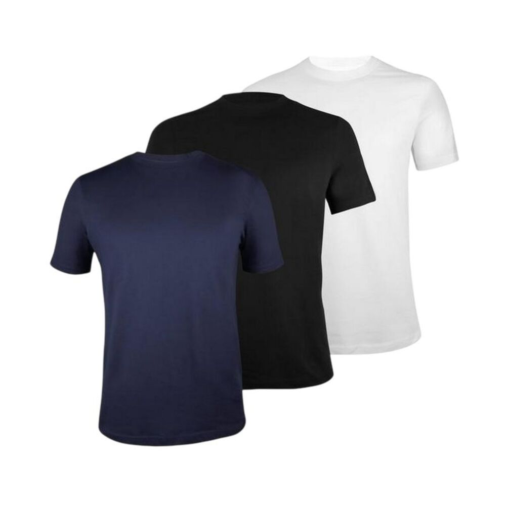 Donnay Mens Plain Crew Neck T-Shirt (Pack of 3) / White/Black/Navy